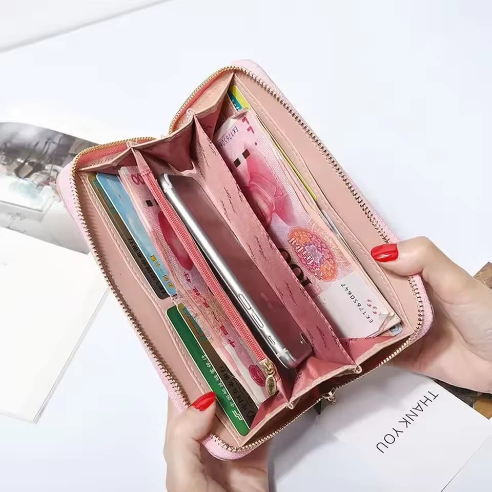 Forever Young Long Wallet For Women | Quilted Leather Clutch Purse | Zip Around Wallet With Wrist Strap | 8 Stylish Colors | Card, Cash & Mobile Holder